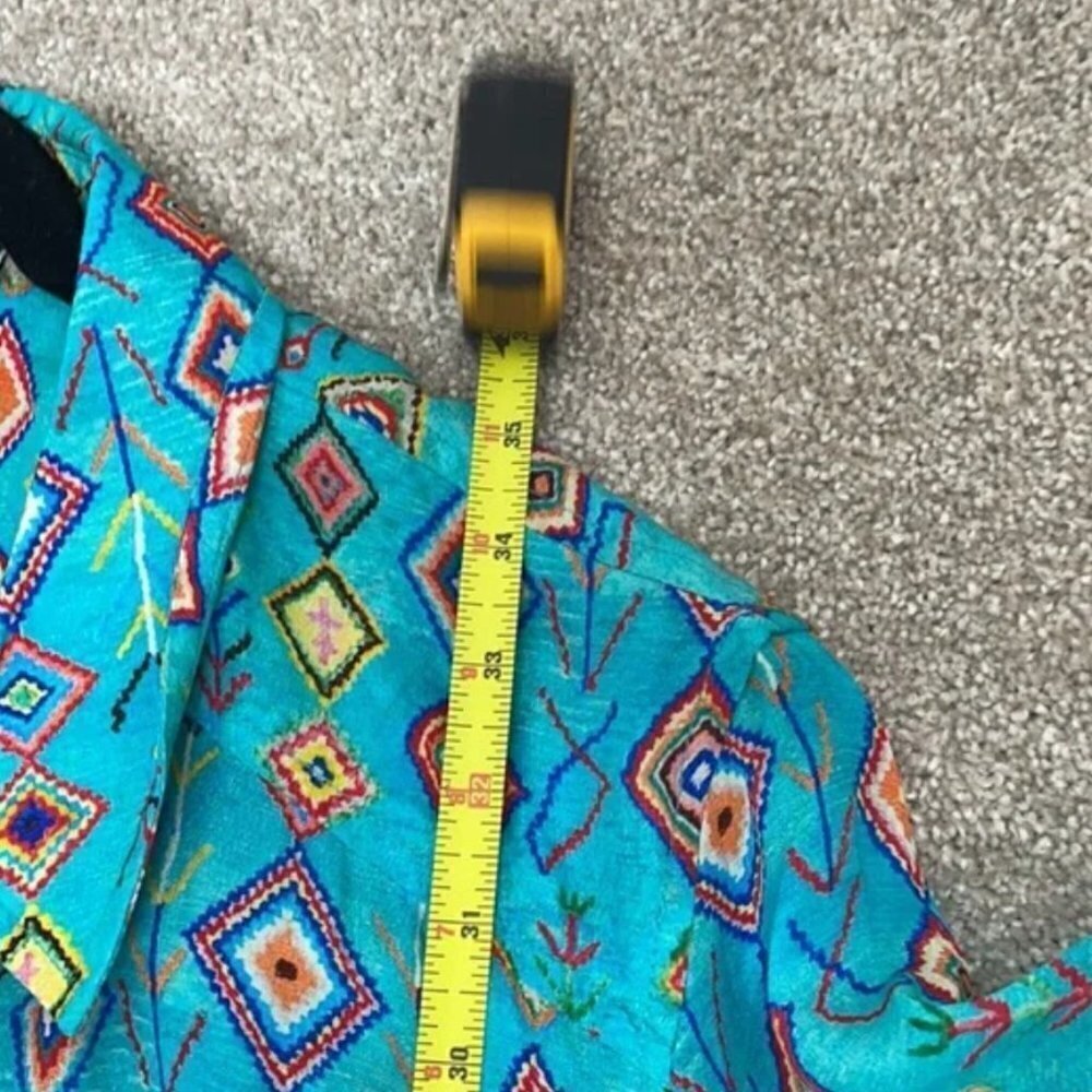 APNY Teal Patterned Long Sleeve Dress - Picture 7 of 9